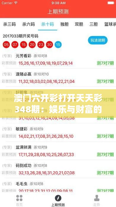 澳门六开彩打开天天彩348期：娱乐与财富的双重奏