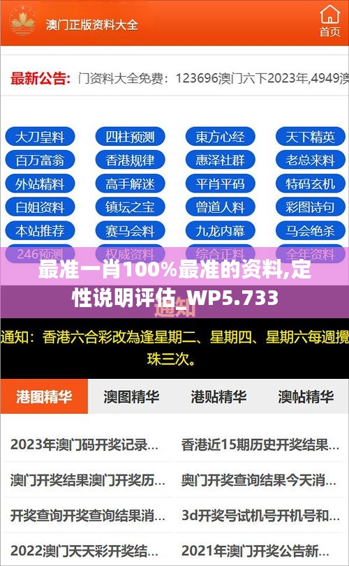 最准一肖100%最准的资料,定性说明评估_WP5.733