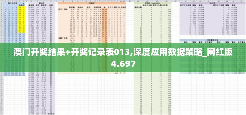 澳门开奖结果+开奖记录表013,深度应用数据策略_网红版4.697